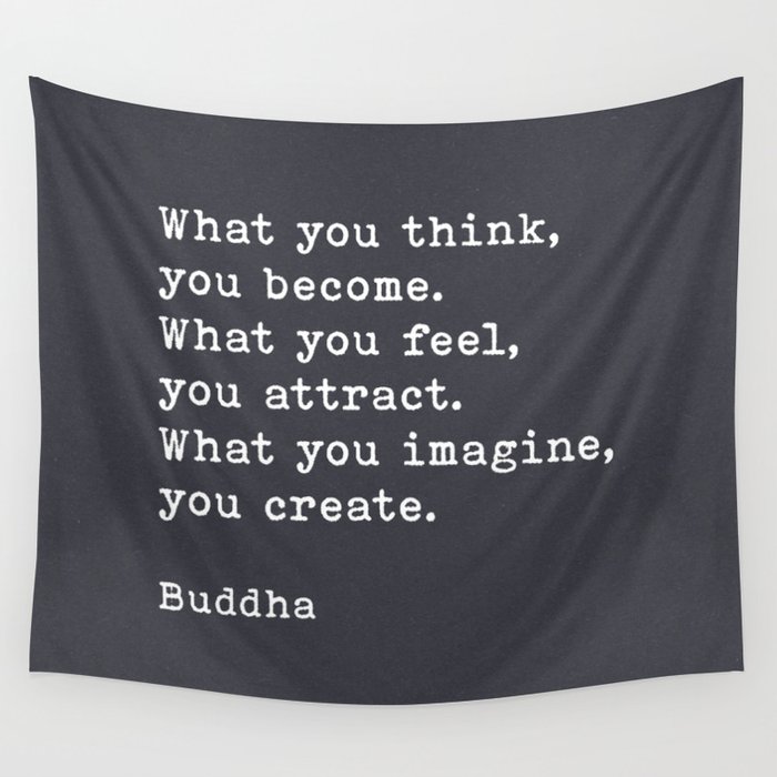 What You Think You Become, Buddha Quote, on Black Handmade Paper Wall Tapestry