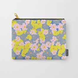 Pastel Spring Flowers on Blue Carry-All Pouch