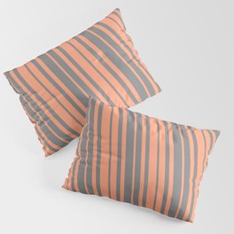 [ Thumbnail: Light Salmon and Grey Colored Striped/Lined Pattern Pillow Sham ]