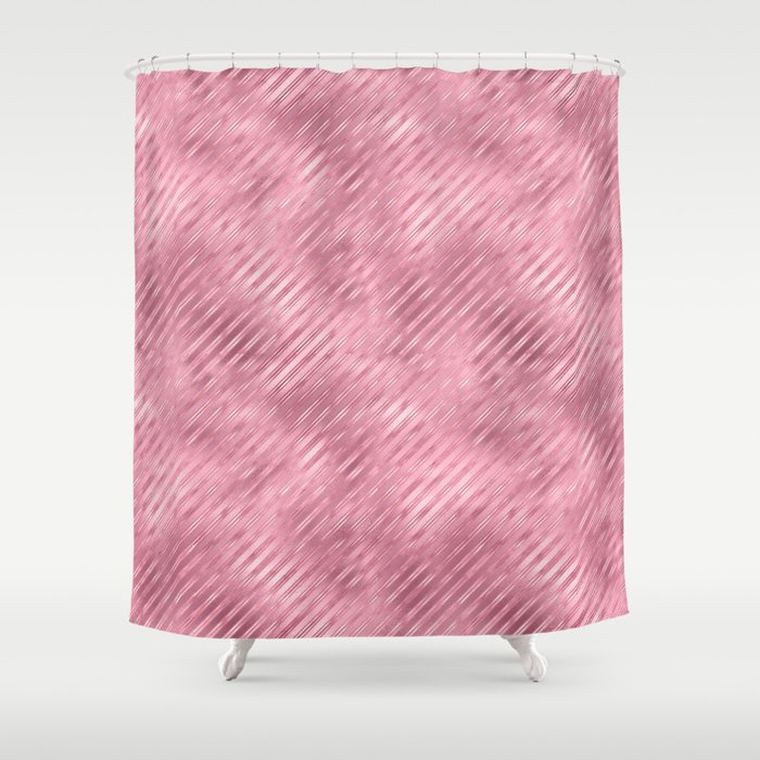 Luxury Pink Metallic Stripes Pattern Shower Curtain