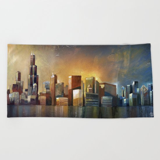 Chicago Sunrise Beach Towel