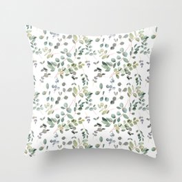 Hand Painted Watercolor Leaves Pattern Throw Pillow