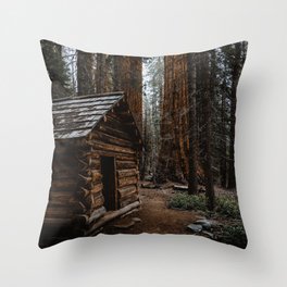 Log Cabin in the Giant Forest Throw Pillow