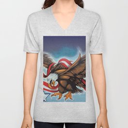 Liberty Eagle by Topaz V Neck T Shirt