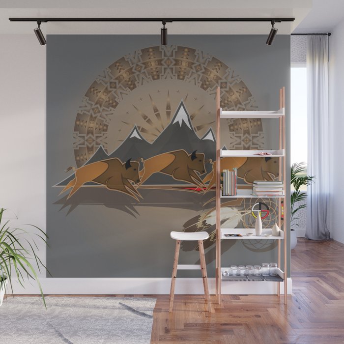 Native American Indian Buffalo Nation Wall Mural By Melvinwareagle Native American Indian Buffalo Nation Wall Mural