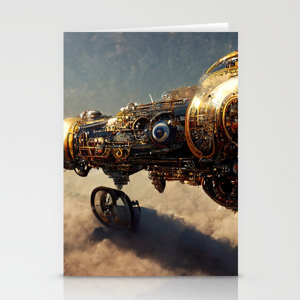 Steampunk Spaceship Stationery Cards