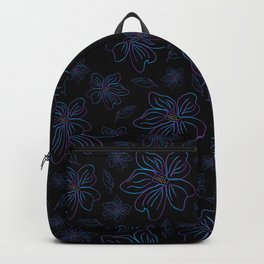 Outlined purple and blue flowers Backpack