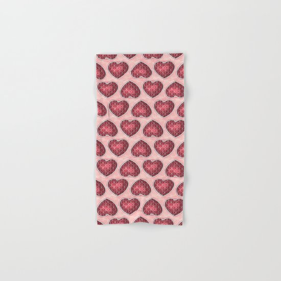 Wine Colored Hearts Hand & Bath Towel