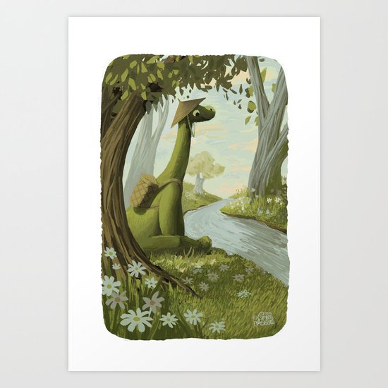 Dinosaur By The Stream Art Print
