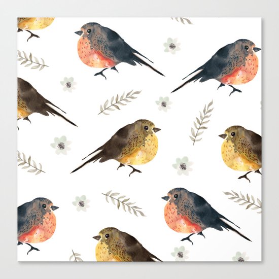 Watercolor birds Canvas Print
