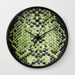 Black and Green Reptile Scales Pattern Snakeskin Texture Wall Clock