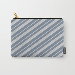 [ Thumbnail: Light Gray & Light Slate Gray Colored Lined Pattern Carry-All Pouch ]