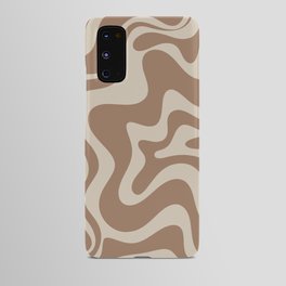 Liquid Swirl Contemporary Abstract Pattern in Chocolate Milk Brown and Beige Android Case