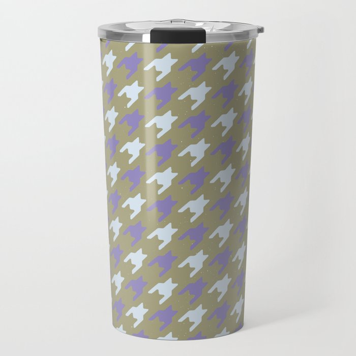 Simple Houndstooth Pattern (Very Peri \ Pastel Blue \ Muted Green BG) Travel Mug