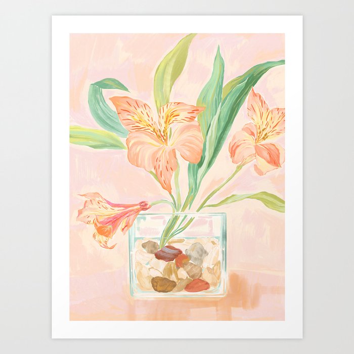 Coral Alstroemeria Art Print
