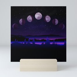 Moon Phases Starry Night Mini Art Print