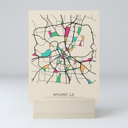 Colorful City Maps: Nashville, Tennessee Mini Art Print | Abstract, Graphicdesign, Colorful, Housewarming, Poster, Tennessee, Urban, Landscape, Minimalist, Nashvillemap 