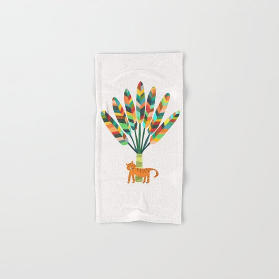 Whimsical travelers palm with tiger Hand & Bath Towel