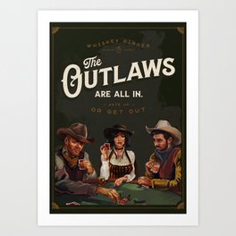 The Outlaws Are All In: Western Cowboys & Cowgirl Playing Poker Art Art Print