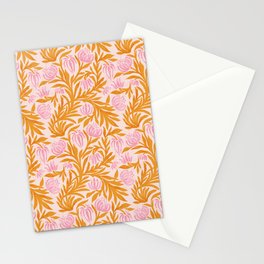 Pink and Yellow Morris Vines Stationery Cards