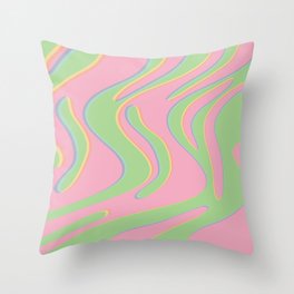 Green and Pink Psychedelic Throw Pillow