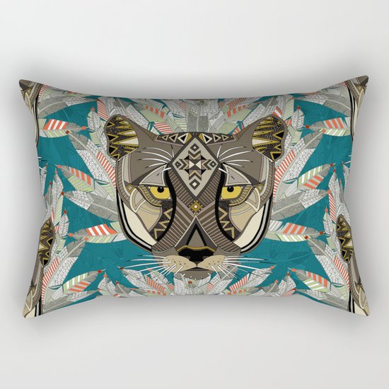 native mountain lion blue Rectangular Pillow
