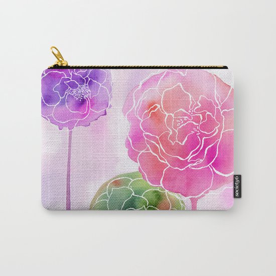Succulent and Roses Carry-All Pouch