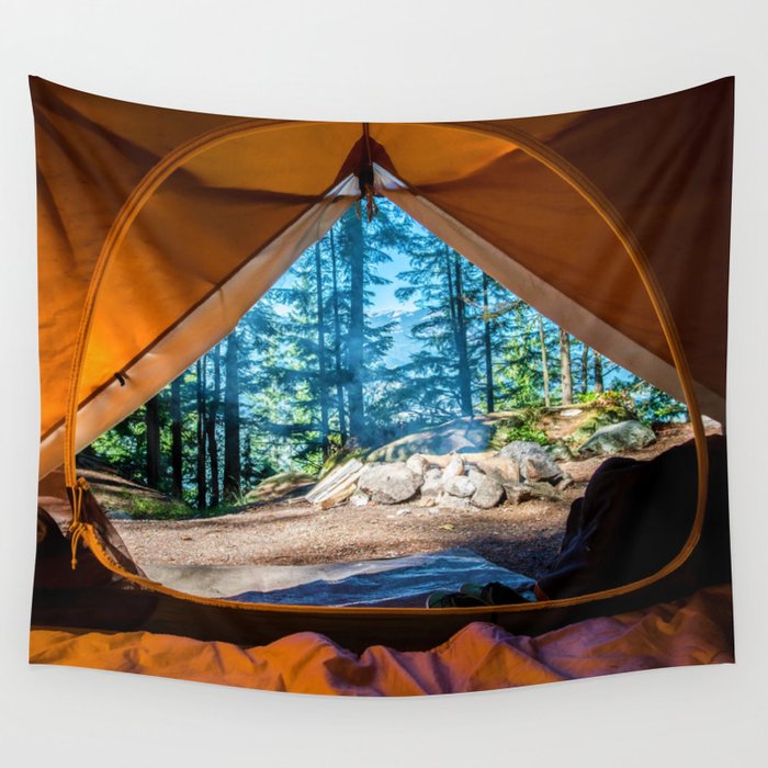 Camping in the Forest - Nature Photography Wall Tapestry
