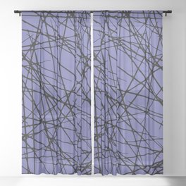 Black and Periwinkle Criss Cross Line Pattern - Pantone 2022 Color of the Year Very Peri 17-3938 Sheer Curtain