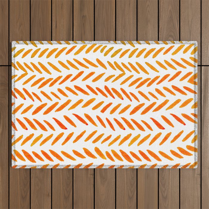 Watercolor knitting pattern - orange Outdoor Rug