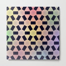 Rainbow Geometric Hexagons Triangles Metal Print