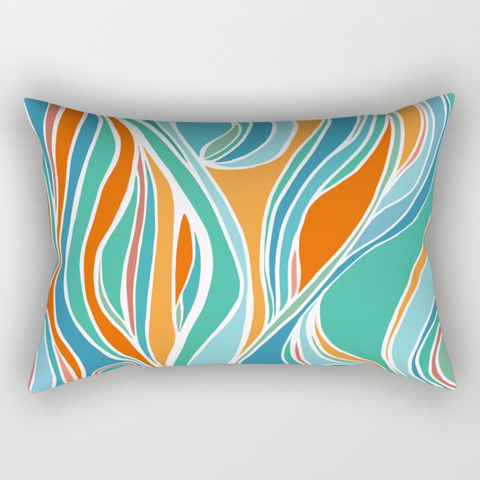 Teal Orange Campfire Abstract Rectangular Pillow by Modern Tropical Society6