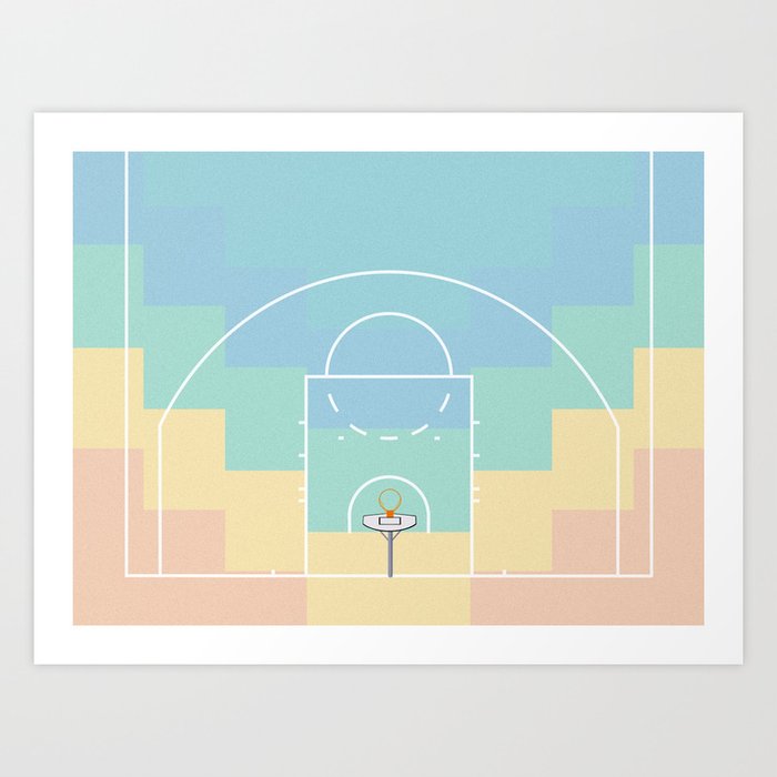 Pastel Colors Basketball Court | Shoot Hoops Streetball  Art Print