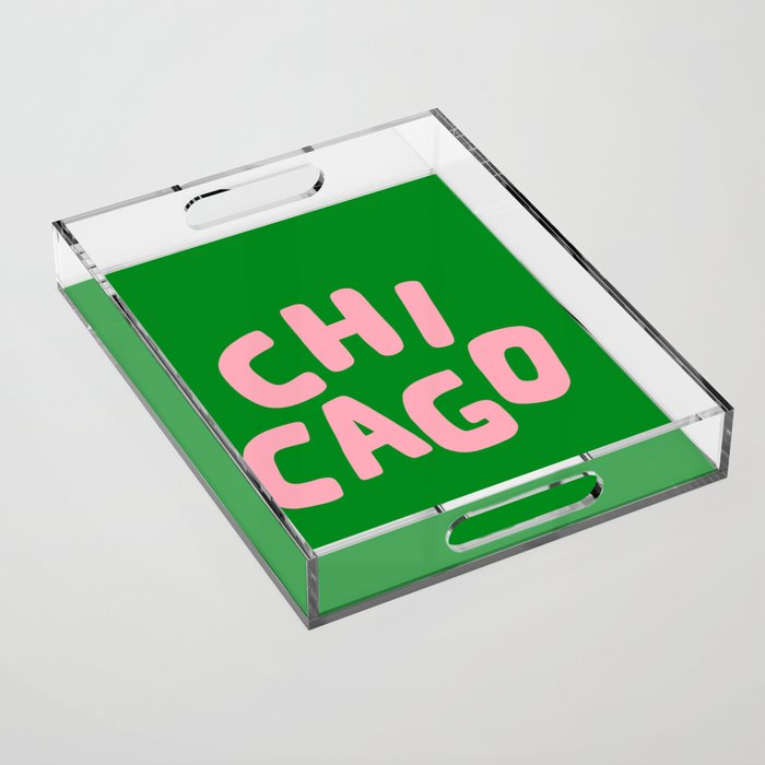 Chicago Green & Pink Acrylic Tray