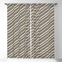 [ Thumbnail: Dim Gray & Tan Colored Lined/Striped Pattern Blackout Curtain ]