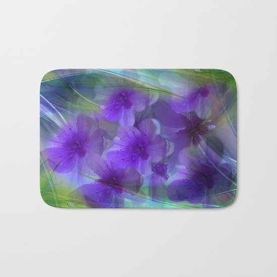 Violet Flower Garden Abstract Bath Mat