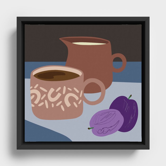 Coffee and Plums Framed Canvas