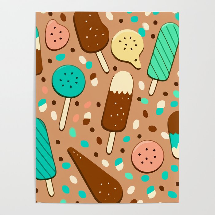 Popsicle and Sprinkles Pattern Poster
