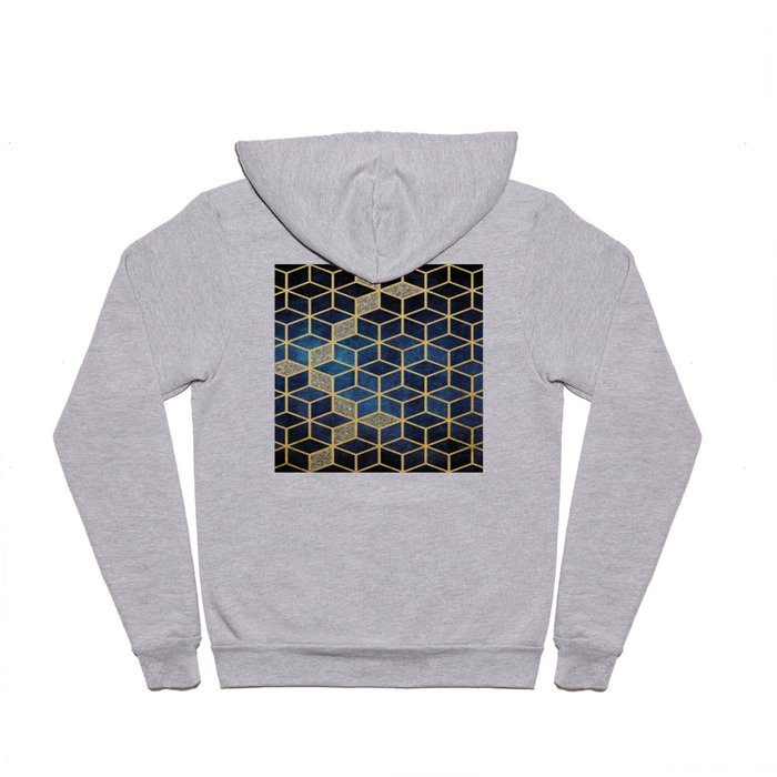 Shades Of Blue Cubes Pattern Hoody
