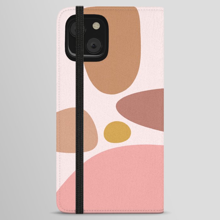 Pink Green Abstract Shapes Boho Modern iPhone Wallet Case