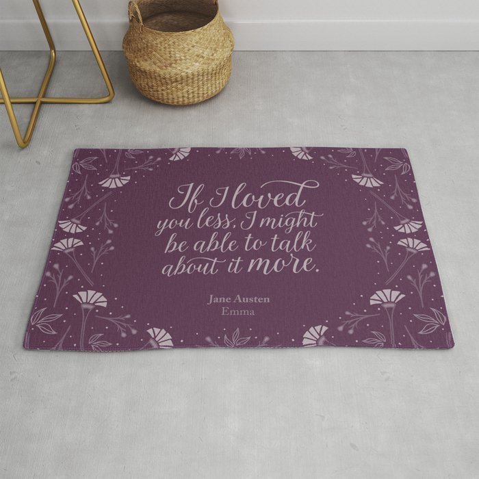 Purple Floral Love Quote Emma Jane Austen Rug By Bookishandwonderful Society6