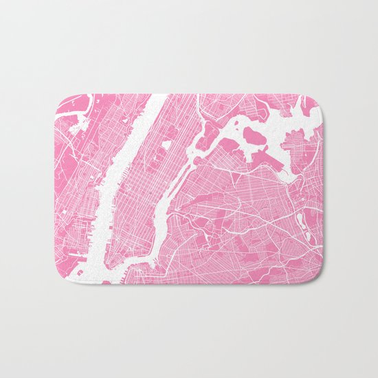 New York map pink Bath Mat