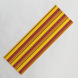[ Thumbnail: Yellow and Brown Colored Stripes/Lines Pattern Yoga Mat ]