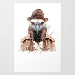Vautour Art Print | Typography, Animal, Illustration, Graphic Design 
