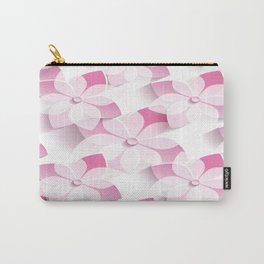 Pink White Flowers Carry-All Pouch | Illustration, Vectorel, Graphite, Abstract, Black And White, Concept, Graphicdesign, Fushia, Stencil, 3D 