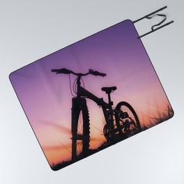 Mountain Bike Silhouette During Sunset Picnic Blanket
