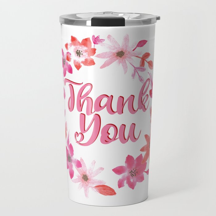 Thank You Note - Cute Floral  Travel Mug