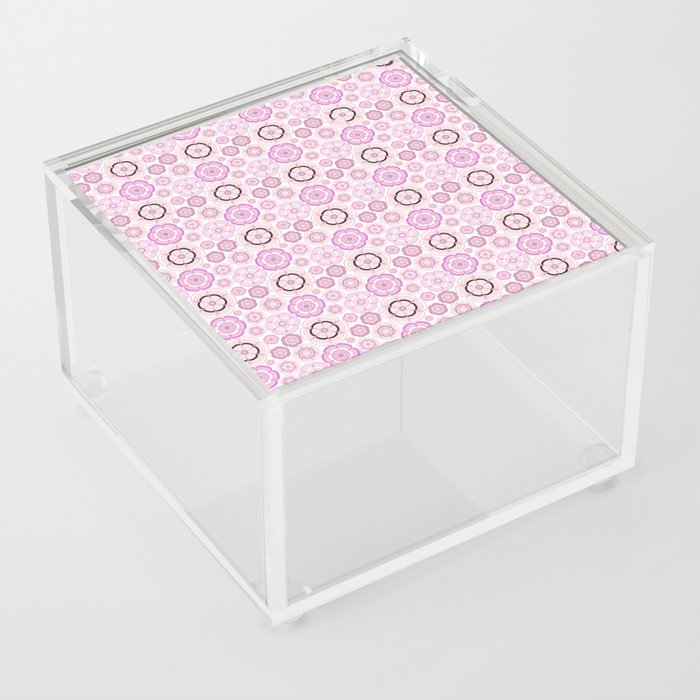 Retro pink lavender coral black white summer floral Acrylic Box