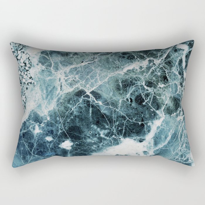 Blue Sea Marble Rectangular Pillow