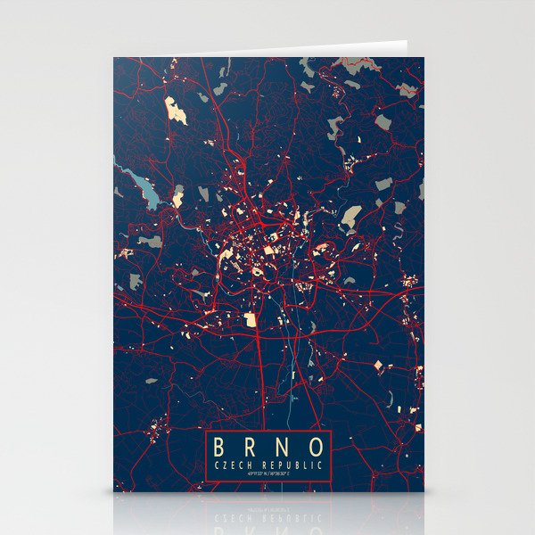 Brno City Map of Czech Republic - Hope Stationery Cards